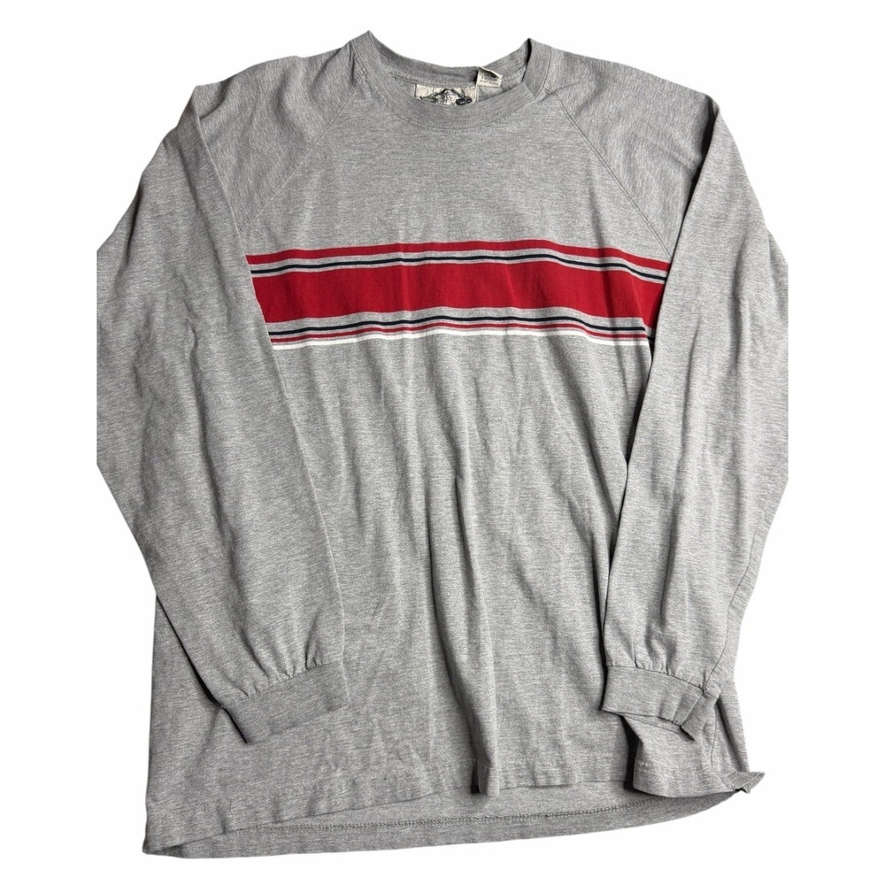 Vintage Box Office‎ Sweatshirt Mens M Gray Striped Crewneck USA Made 90s